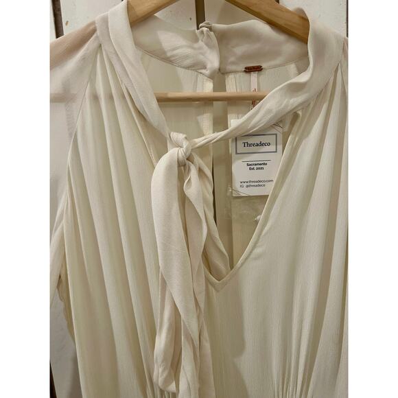 Free People Cream Embroidered Long Sleeve Jumpsuit - Picture 5 of 8